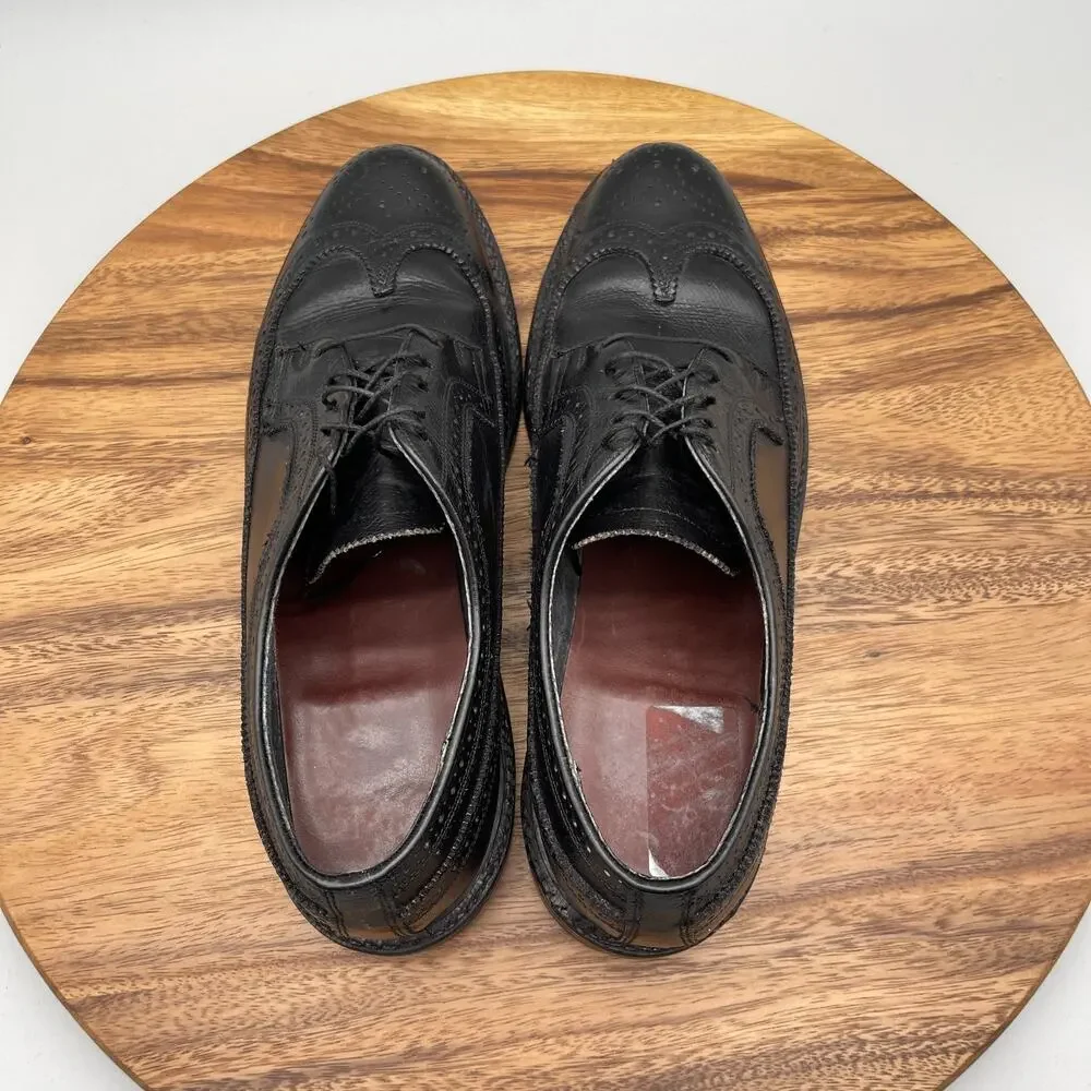 VTG Stafford Imperial Oxfords Mens 9 D Black Leather Wingtip Formal Dress Shoes